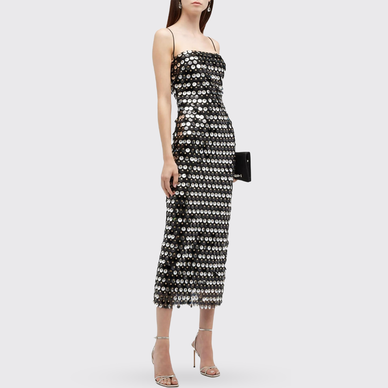 Black Sequin-embellished Midi Dress