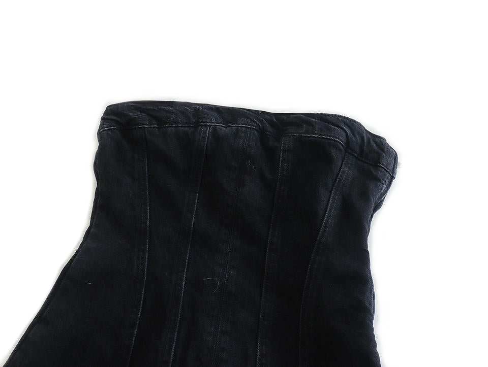 Black Denim Strapless Tube Dress