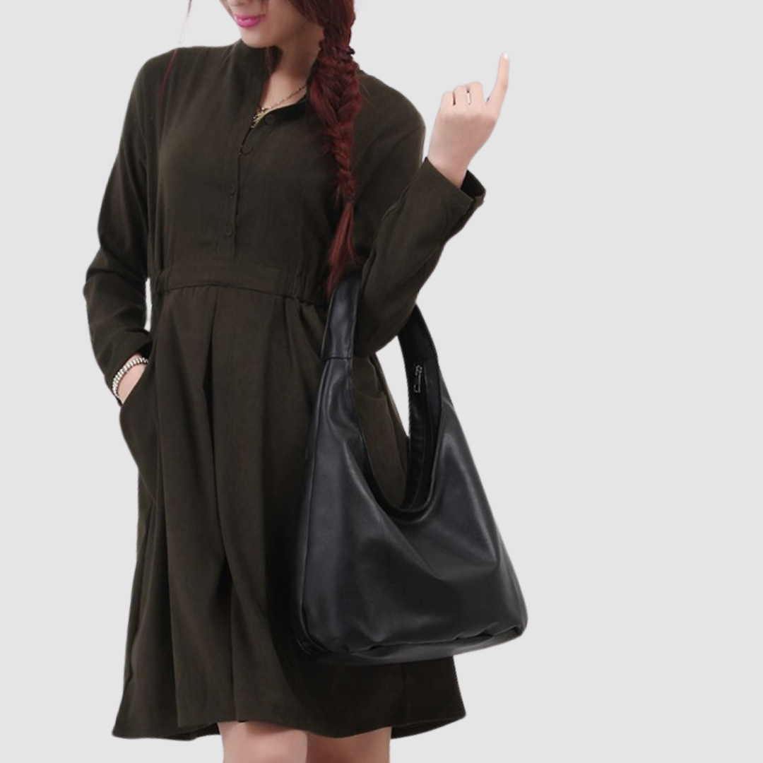 Black Leather Tote Handbag
