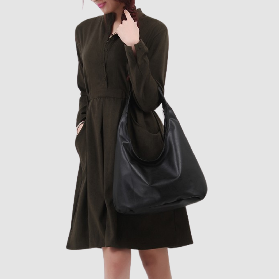 Black Leather Tote Handbag