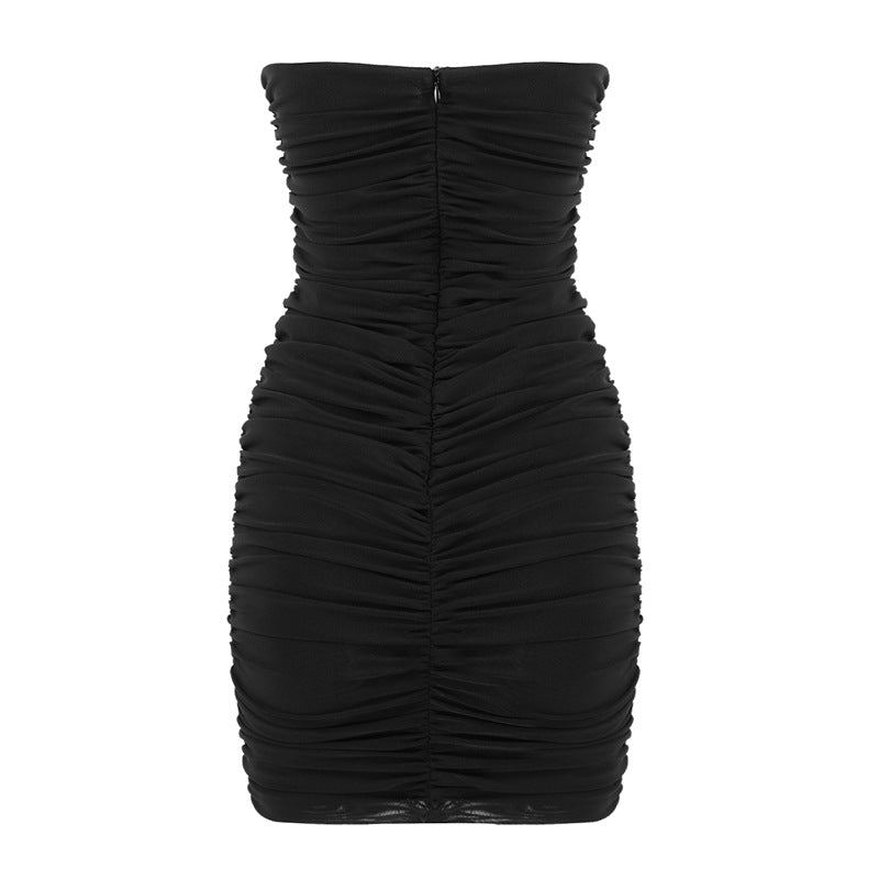 Black Signature Ruched Mini Dress