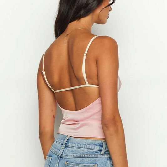 Pink Square Neck Strap Top