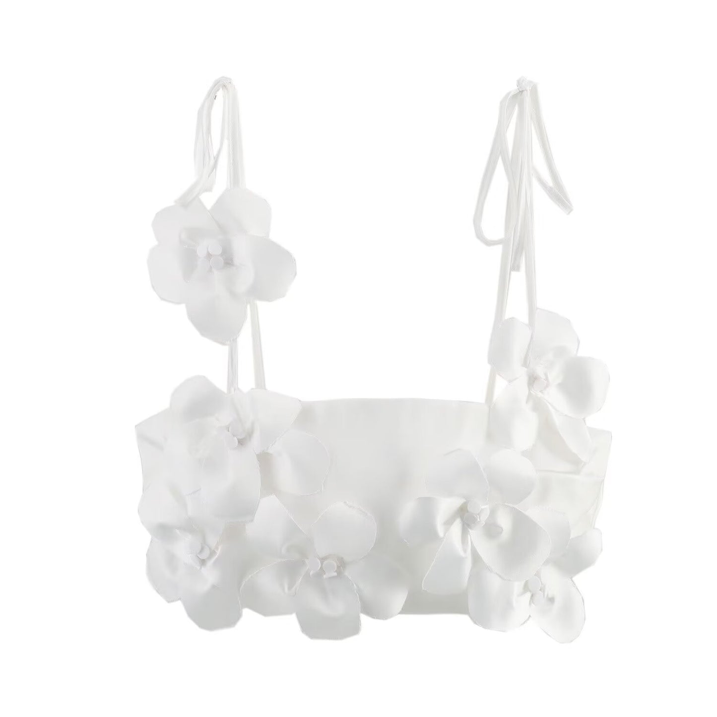 White Flowers Flower-Embellished Top