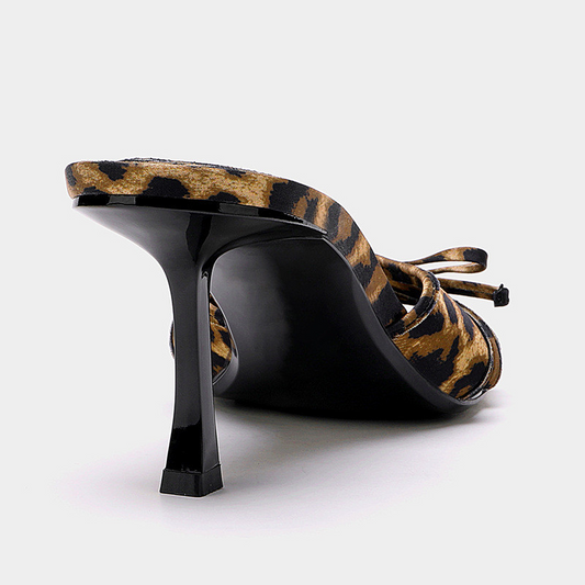 Leopard Bow Strap Heels