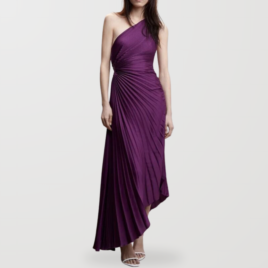 Purple One Shoulder Pleated Dress ADONIS BOUTIQUE Purple One Shoulder Pleated Dress ADONIS BOUTIQUE