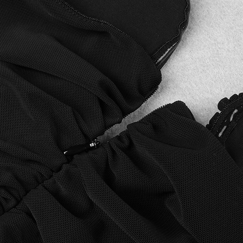 Black Signature Ruched Mini Dress