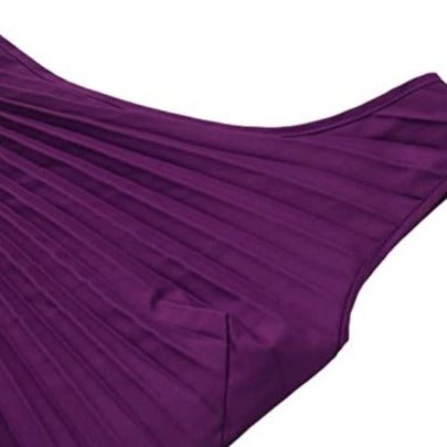 Purple One Shoulder Pleated Dress