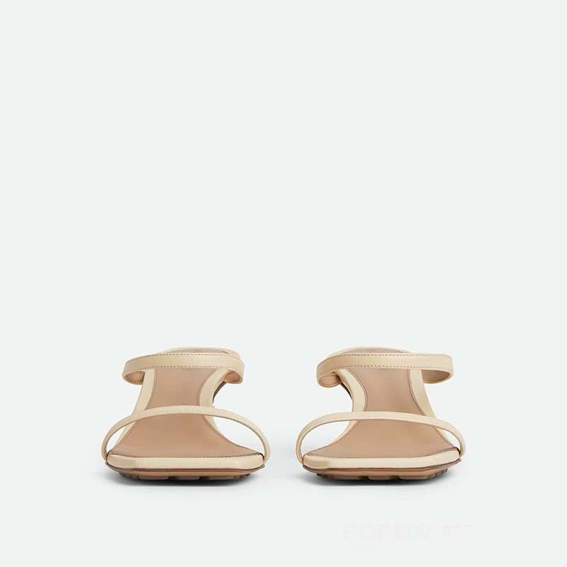Beige Strappy Sandals with Gold Knot Kitten Heel