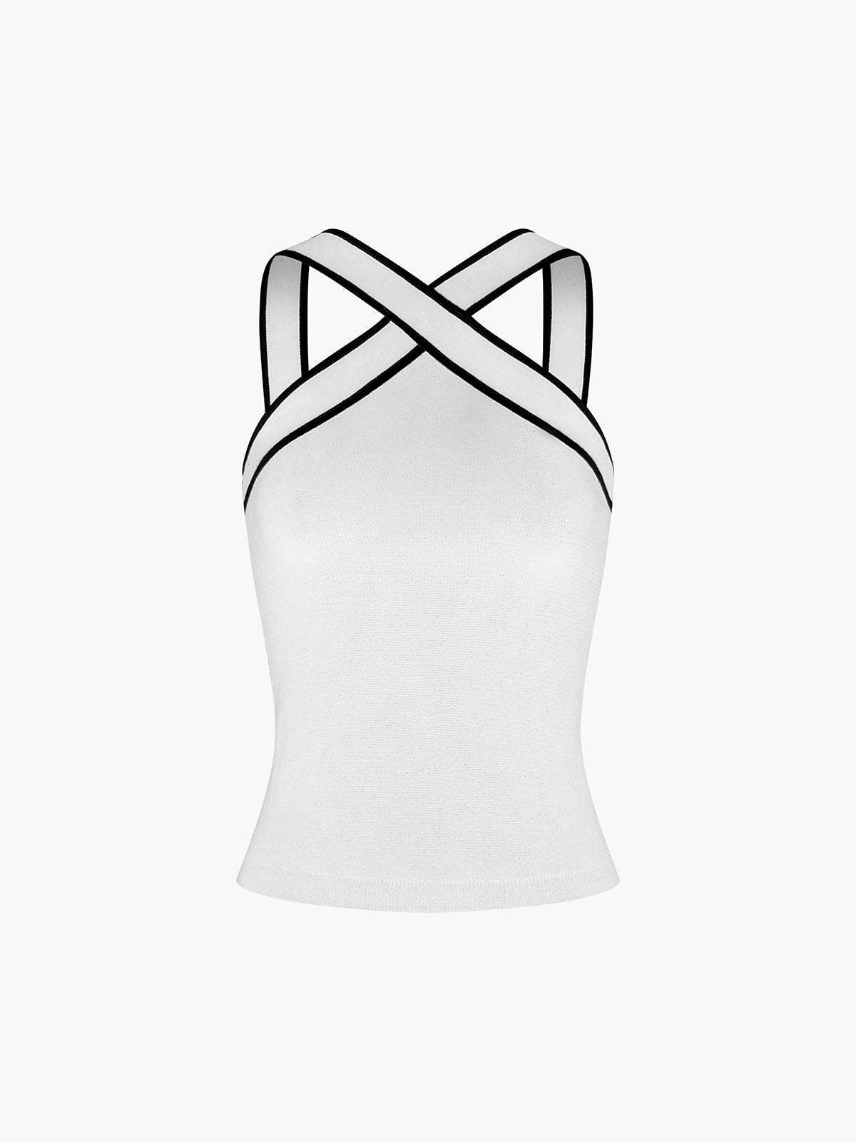 Knit Top With Contrasting Trim Strap