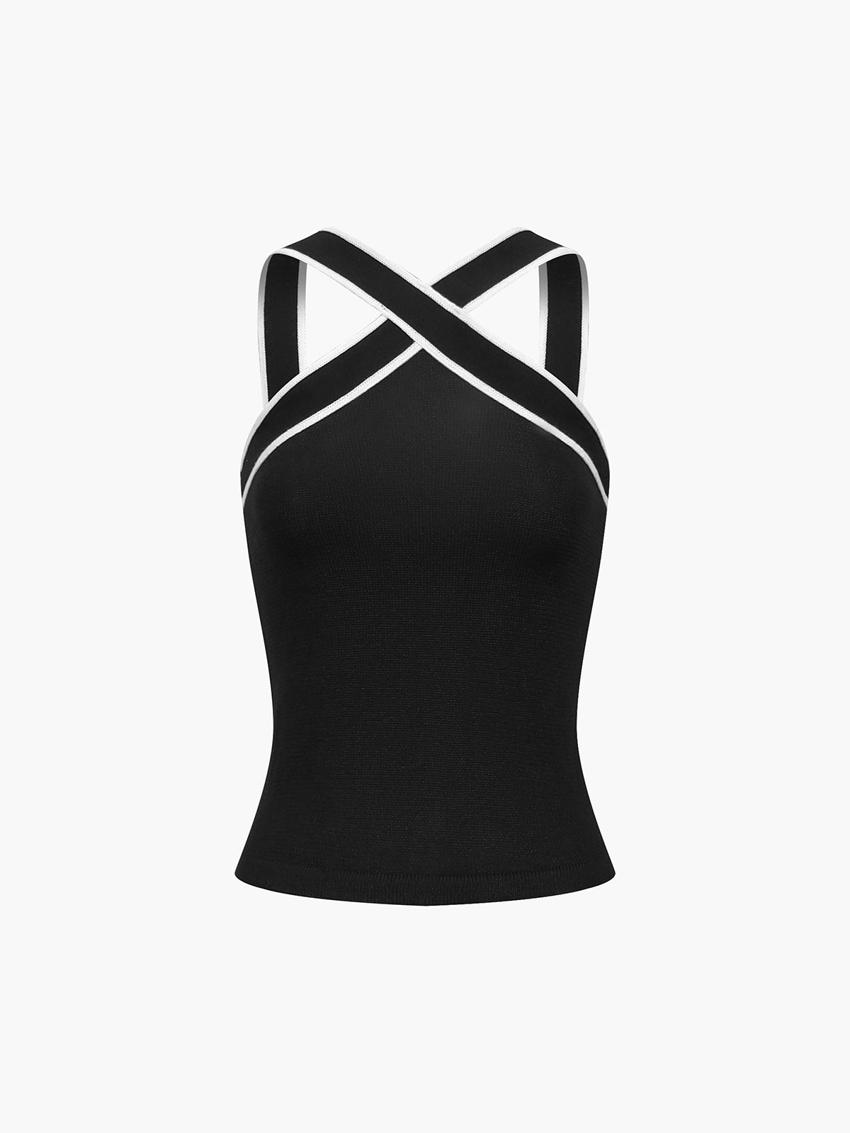 Knit Top With Contrasting Trim Strap