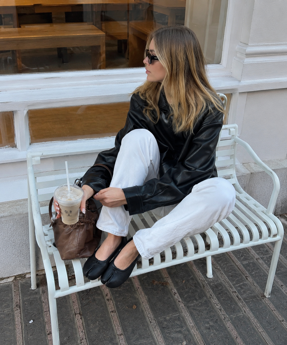 Black Vegan Leather Tabi Ballet Flats
