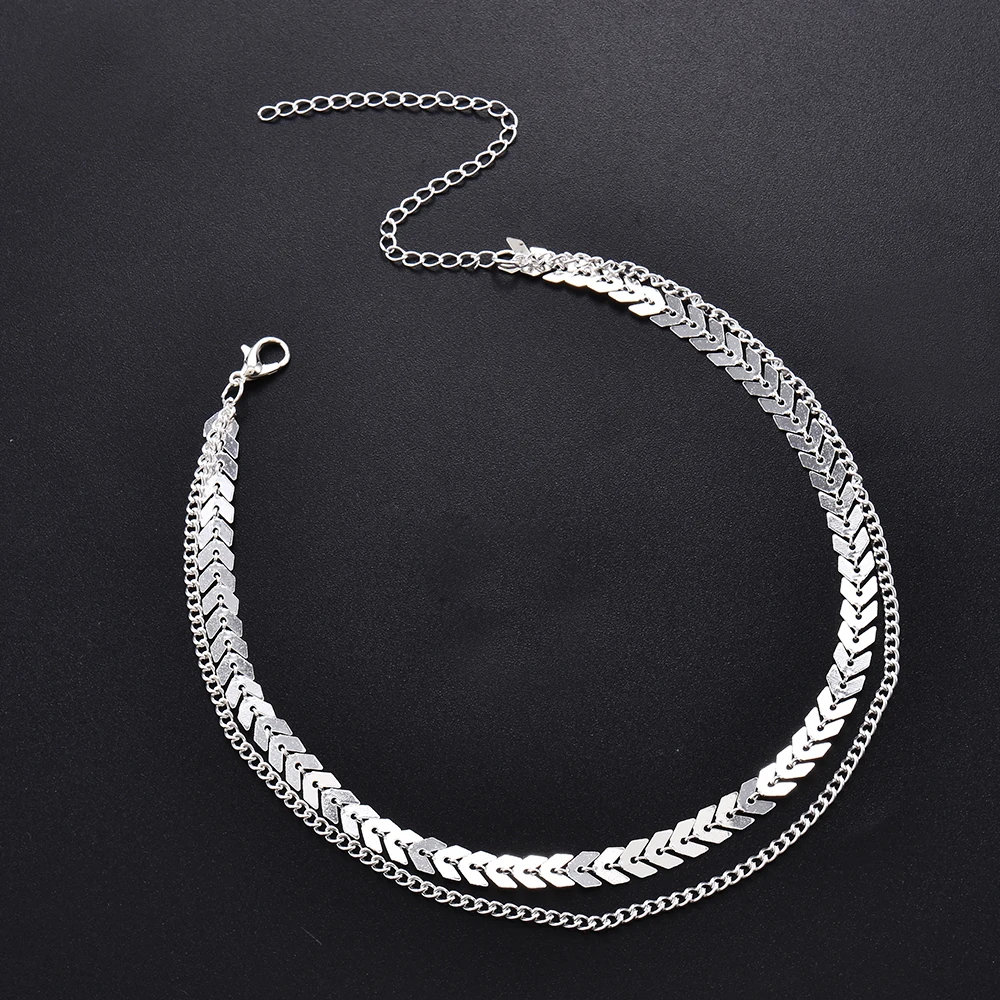 Double Layers Snake Arrow Choker Necklace