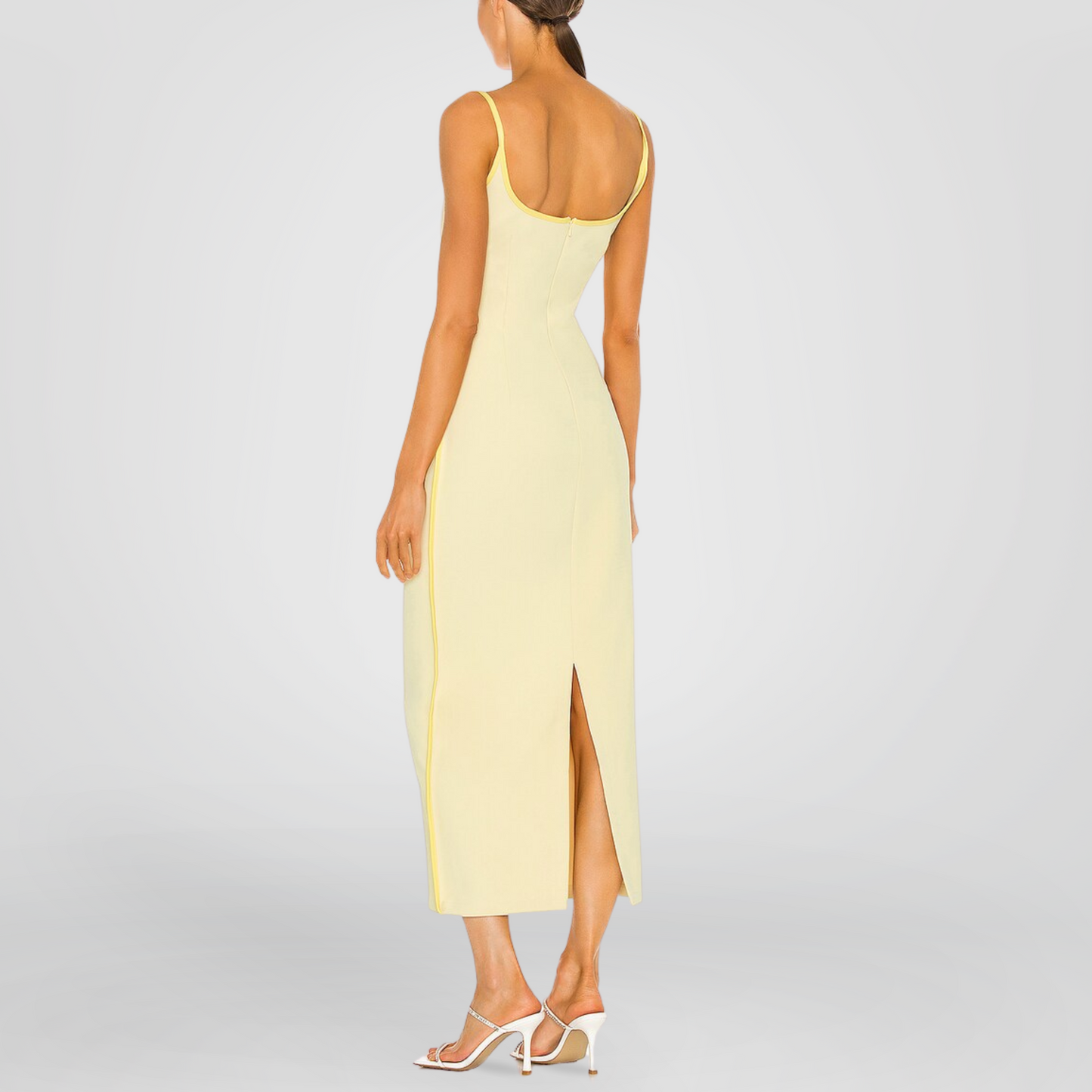 Neon Lining Beige Jersey Dress