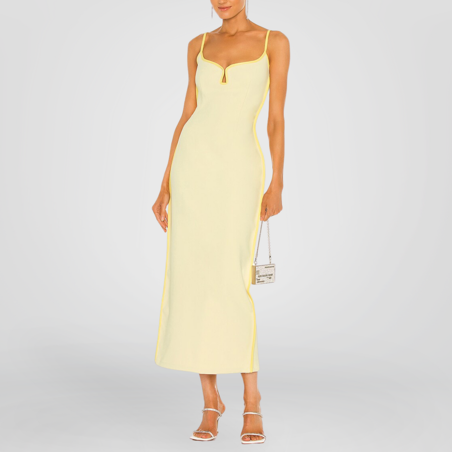 Neon Lining Beige Jersey Dress