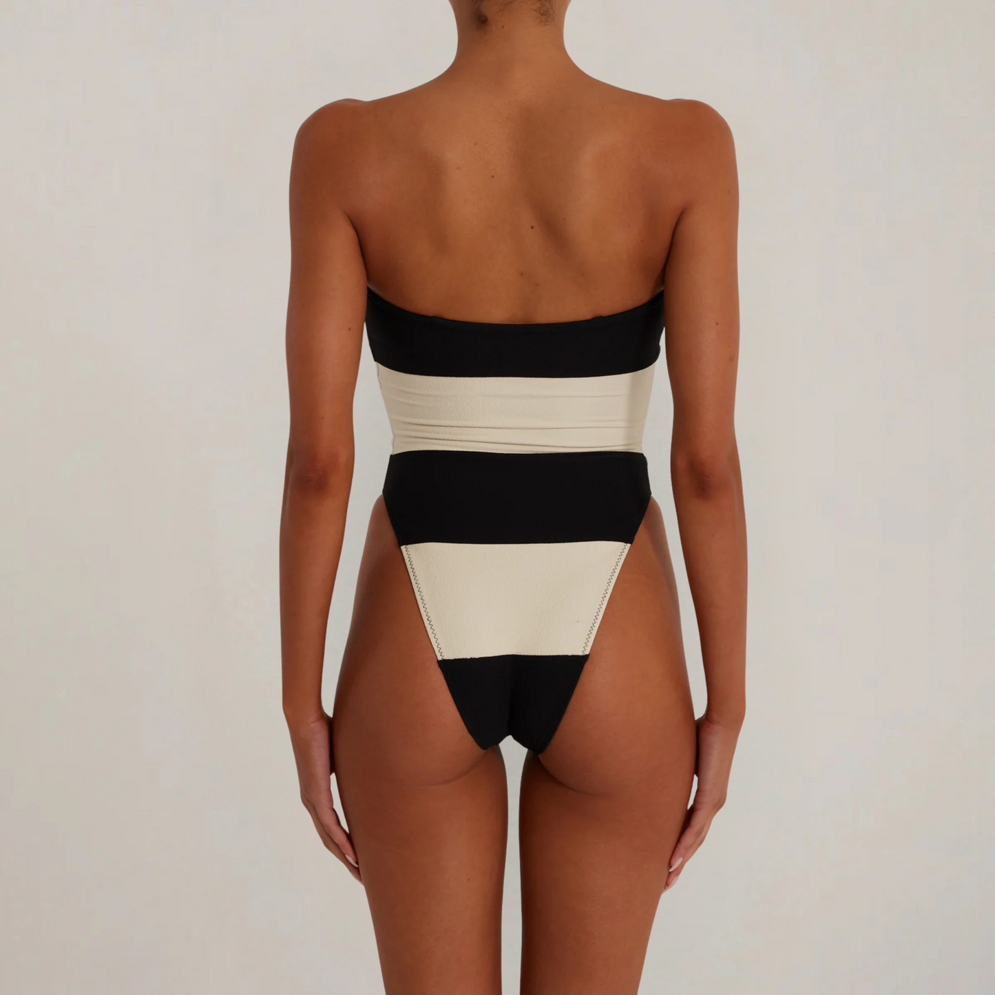 Striped Bandeau One-Piece Swimsuit