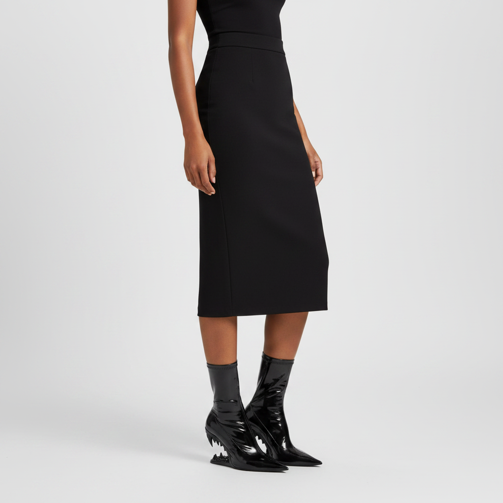 Black Patent Leather Ankle Boots with Black Fang Heel