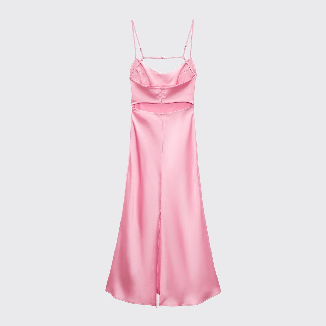 Pink Satin Cut Out Dress