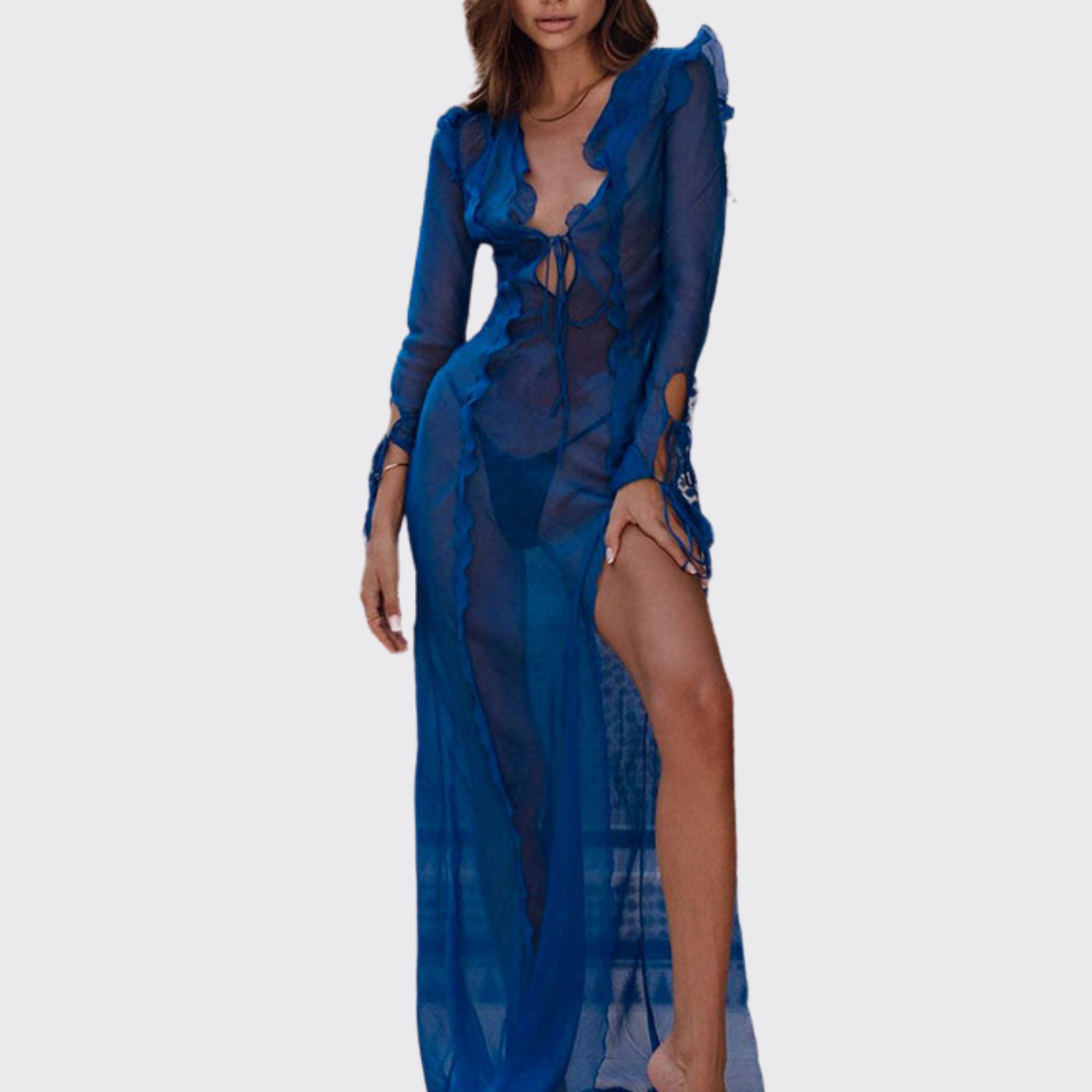 Blue sheer cover up sales