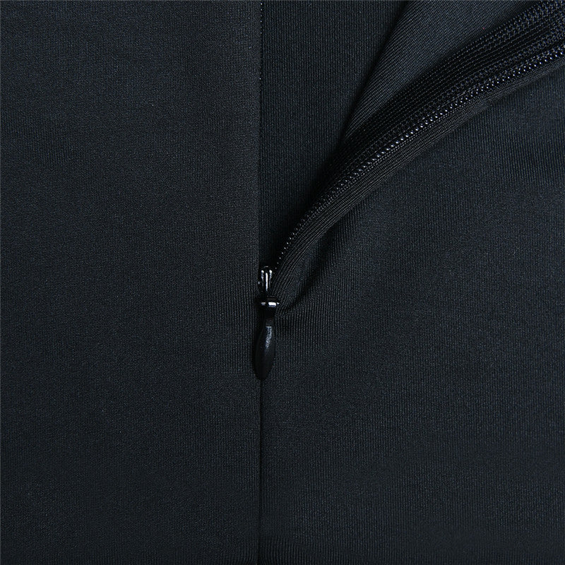 Black Elegant Strap Backless Dress Robe