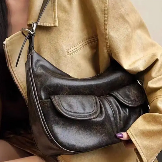 Brown Flap Pocket Shoulder Bag