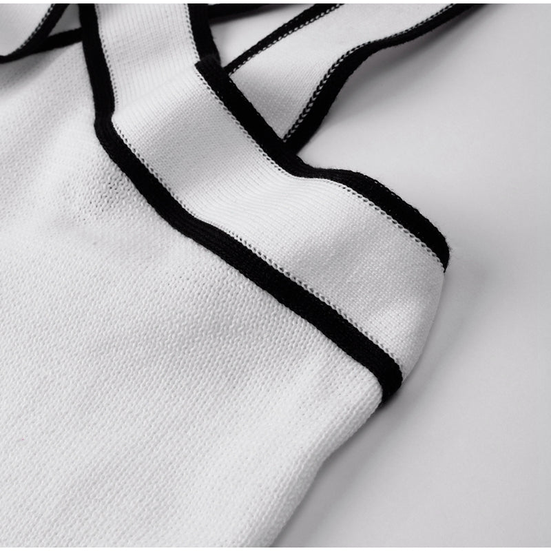Knit Top With Contrasting Trim Strap