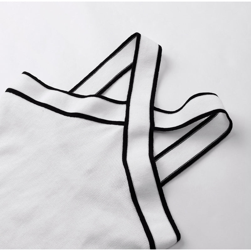 Knit Top With Contrasting Trim Strap