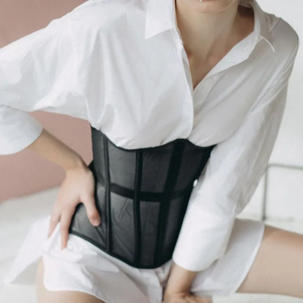 Black External Under-bust See through Corset