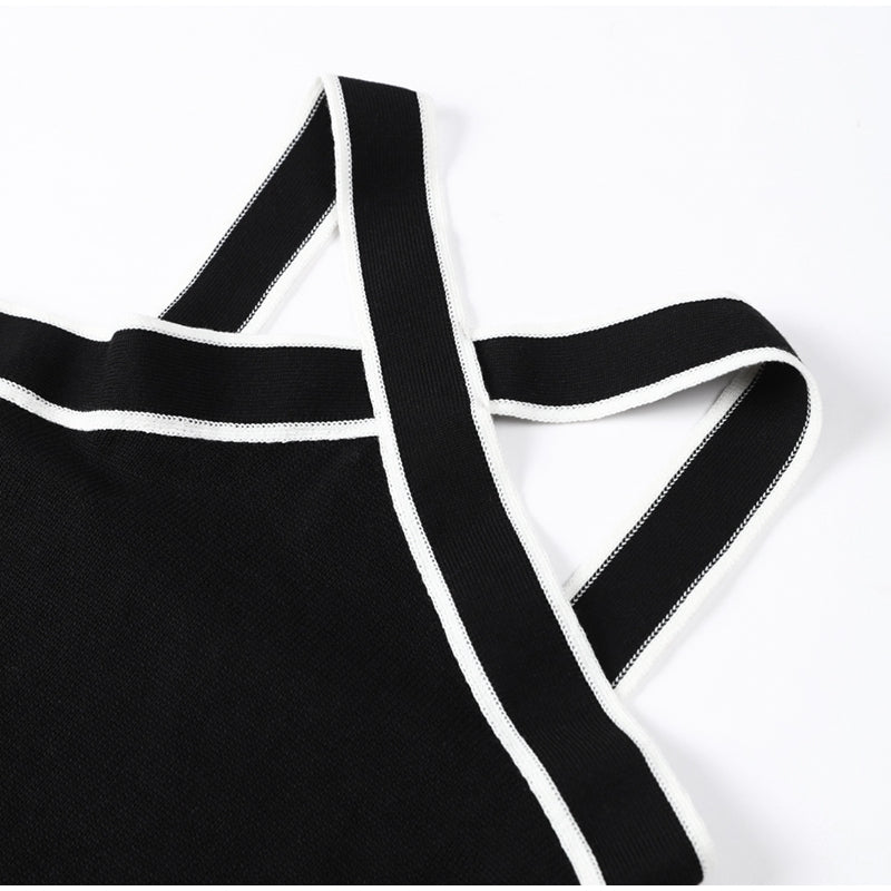 Knit Top With Contrasting Trim Strap