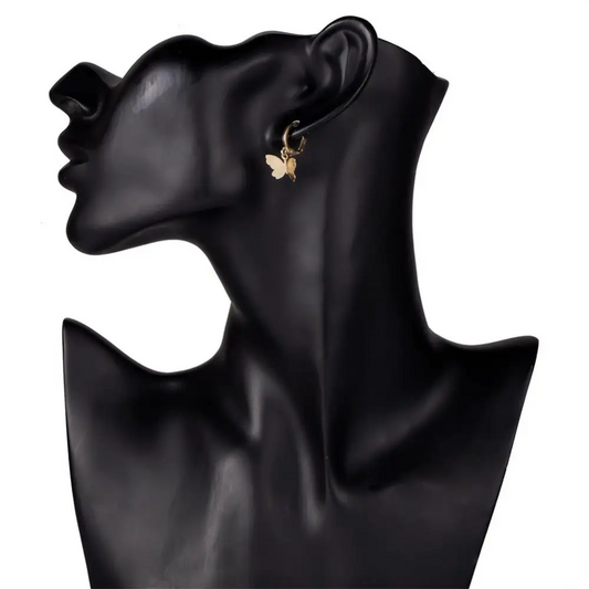 Golden Fluttering Butterfly Earrings and Necklace Set