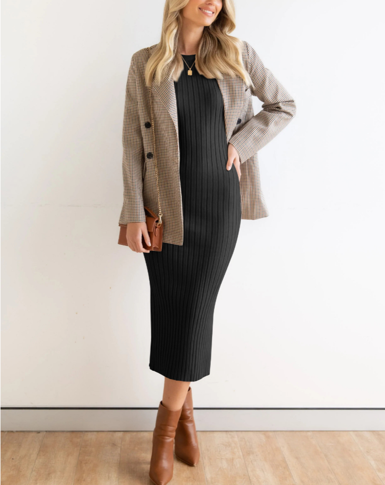 Black Casual Knit Tank Dress