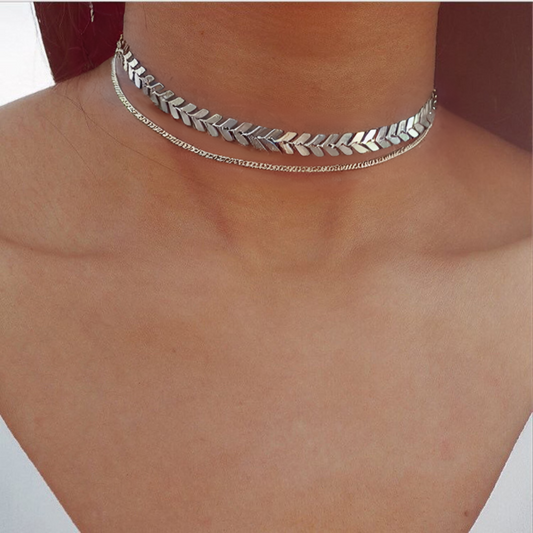 Double Layers Snake Arrow Choker Necklace