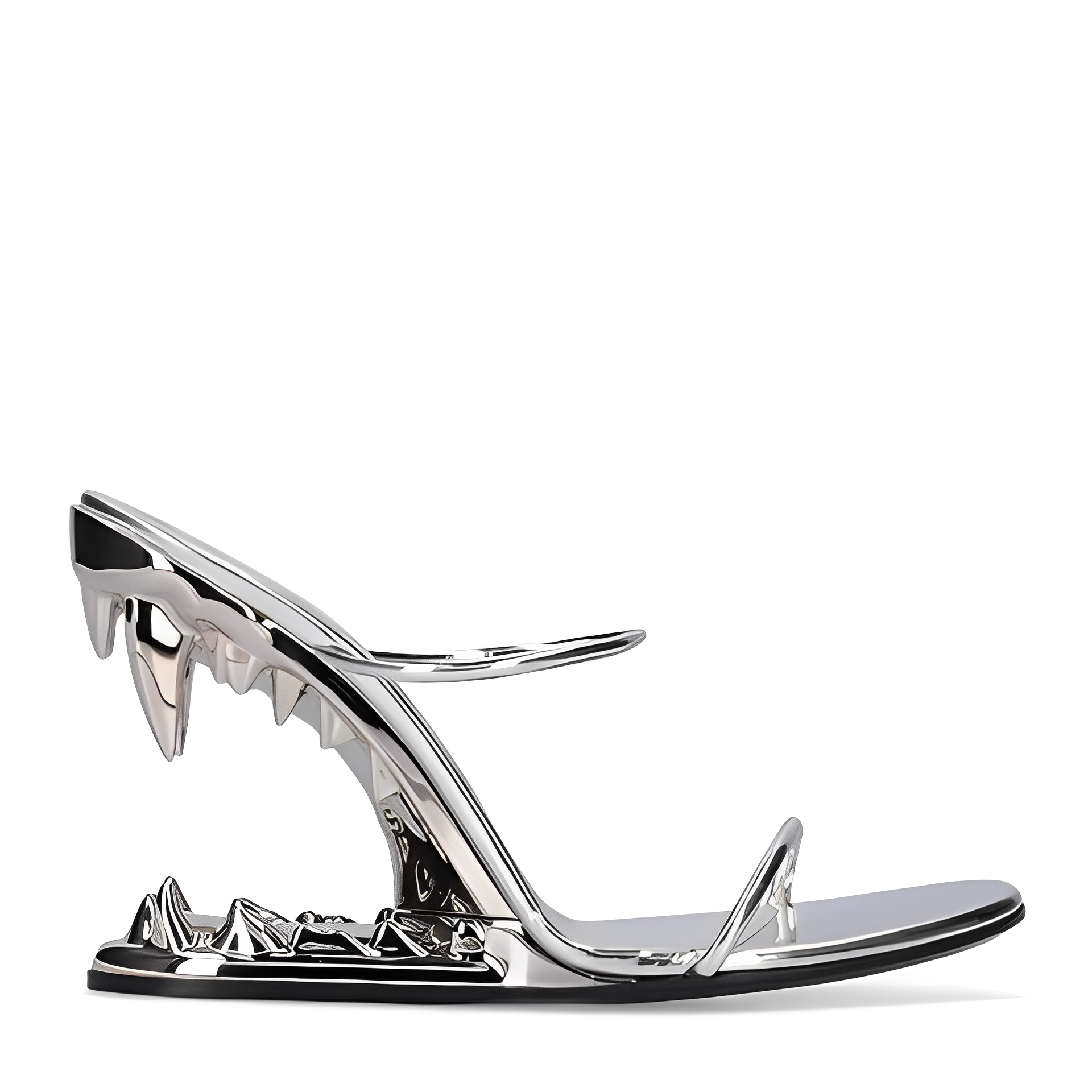 Silver Patent Leather High Heeled Fang Sandals – ADONIS BOUTIQUE