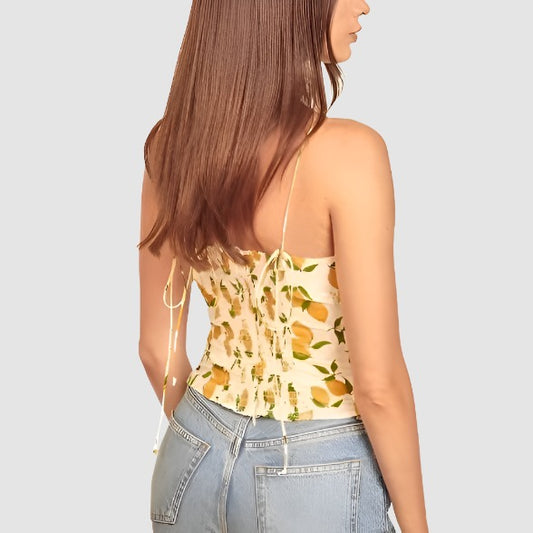 Cream Citrus Crop Top