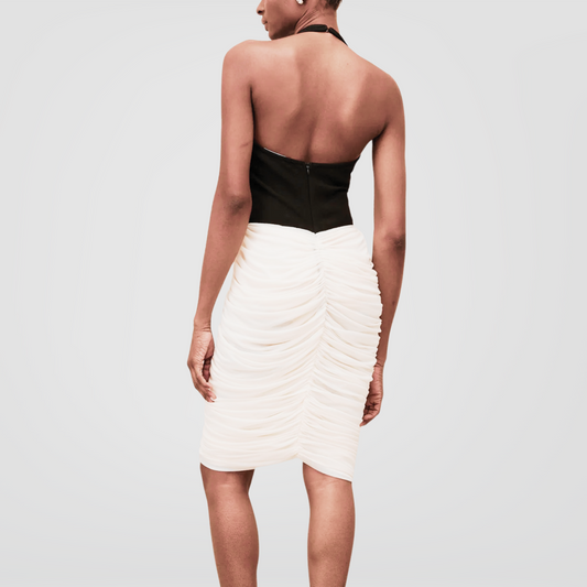 Contrast Draped Tulip Midi Dress