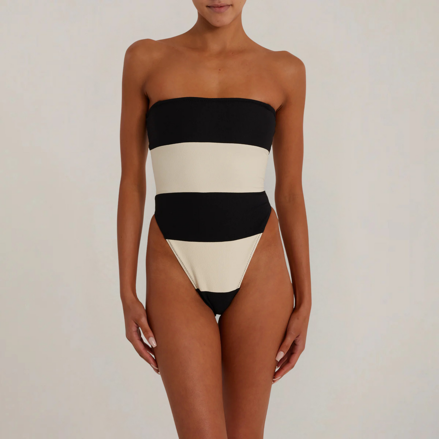 Striped Bandeau One-Piece Swimsuit