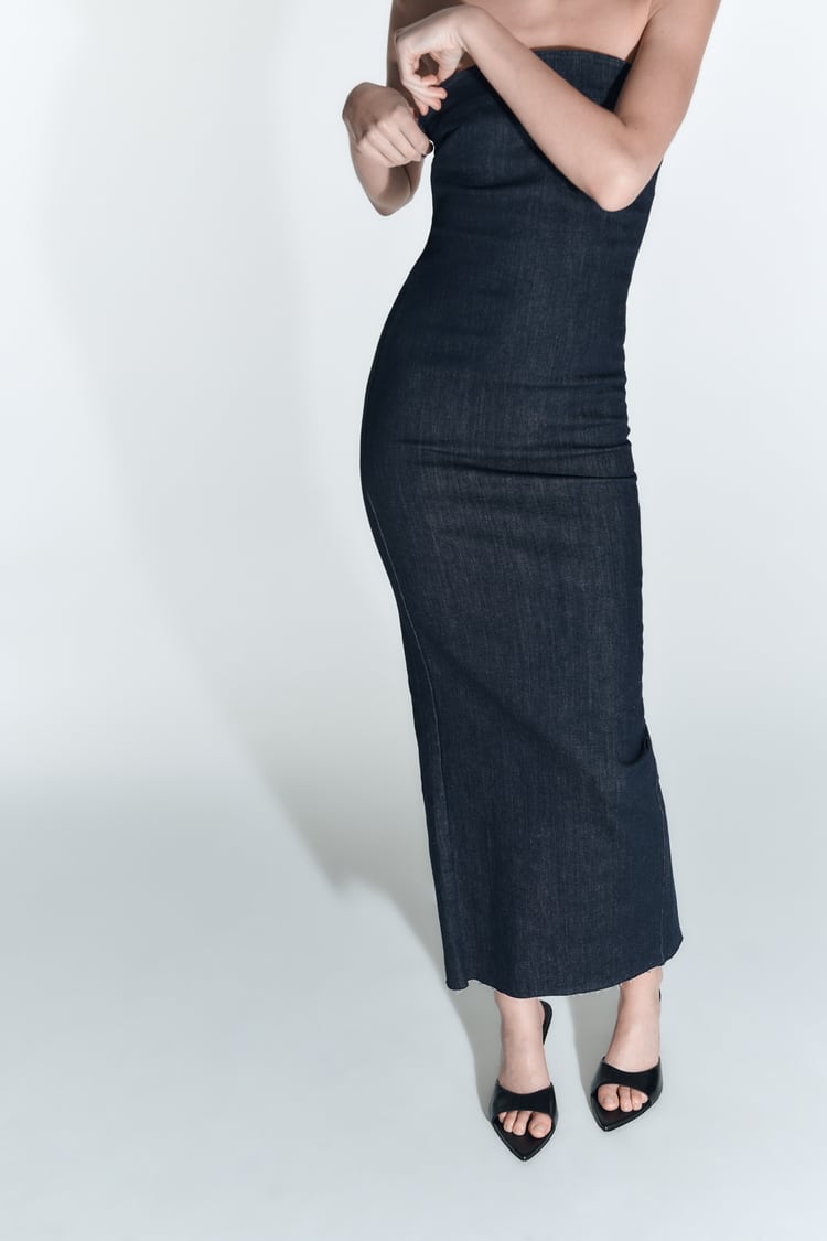Strapless Sleeveless Denim Dress