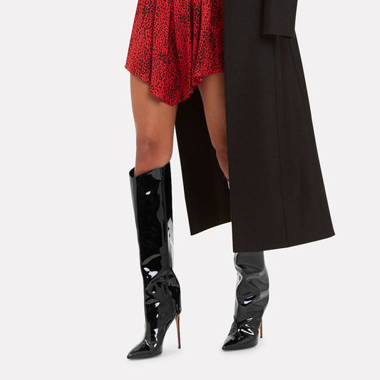 Black High Fashion Metallic Knee High Boots