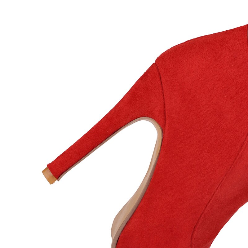 Red Stretch Suede Thigh High Boots