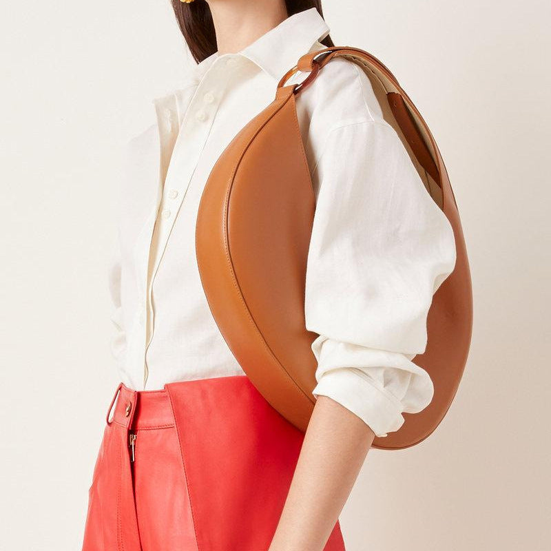 Brown Moon Bag With A Ring Strap
