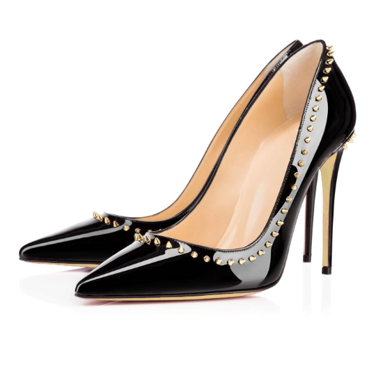 Gold Studded Black Pumps