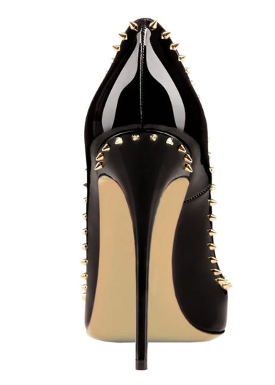 Gold Studded Black Pumps