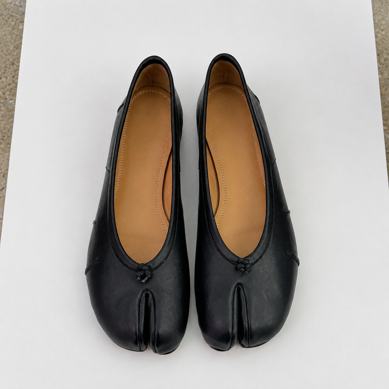 Black Vegan Leather Tabi Ballet Flats