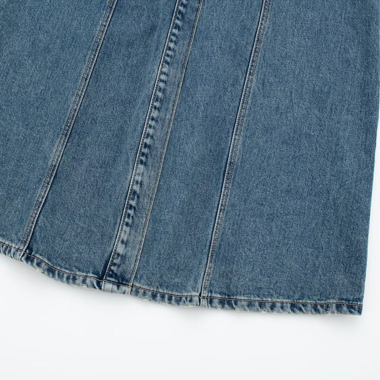 Blue Denim Sleeveless Long Dress