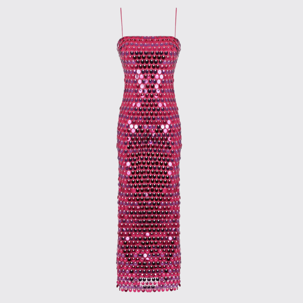 Pink Sequin-embellished Midi Dress