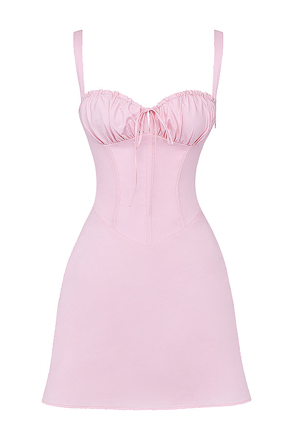 Pink Lace Up Corset Mini Dress