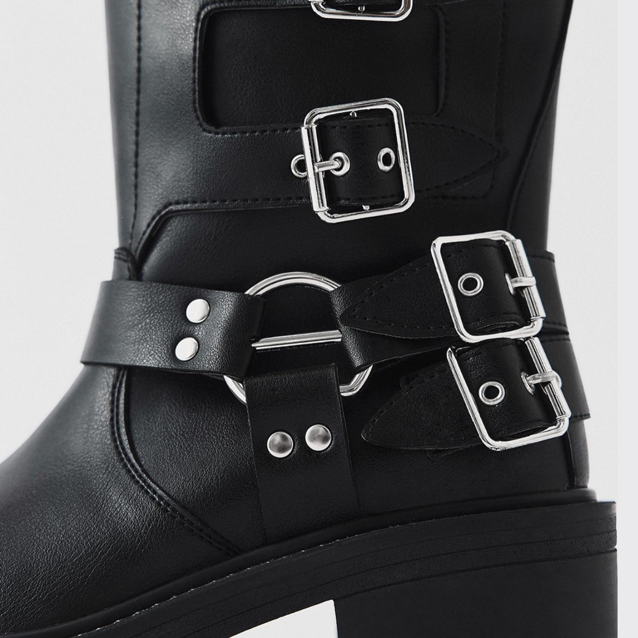 Black Leather biker boots