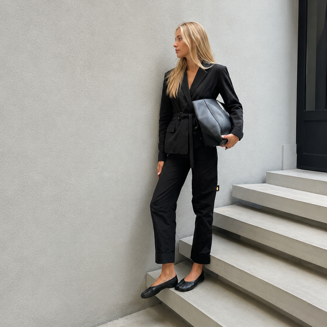 Black Vegan Leather Tabi Ballet Flats