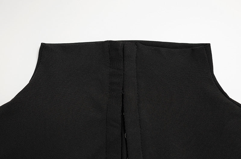 Black Front Closure Neck Cut-Out Maxi Dress