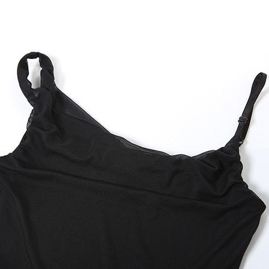 Black Asymmetrical Ruffle Dress