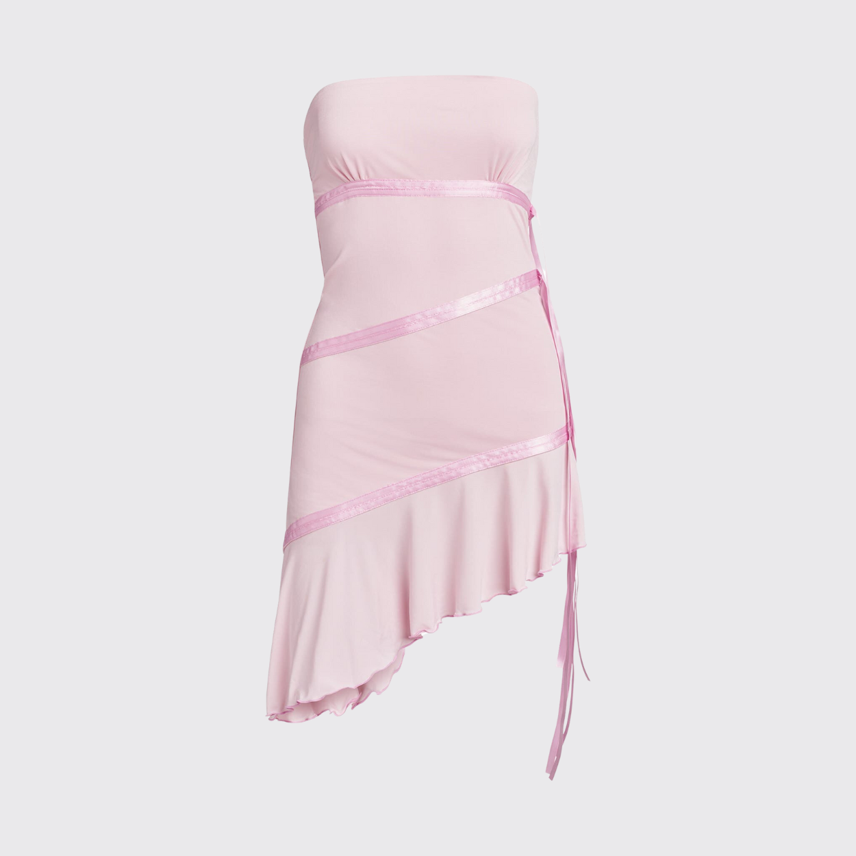 Pink Mini Dress With Ribbon Details
